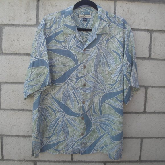 Tommy Bahama Other - Tommy Bahama Shirt Silk Short Sleeve Blue=Green Floral Large